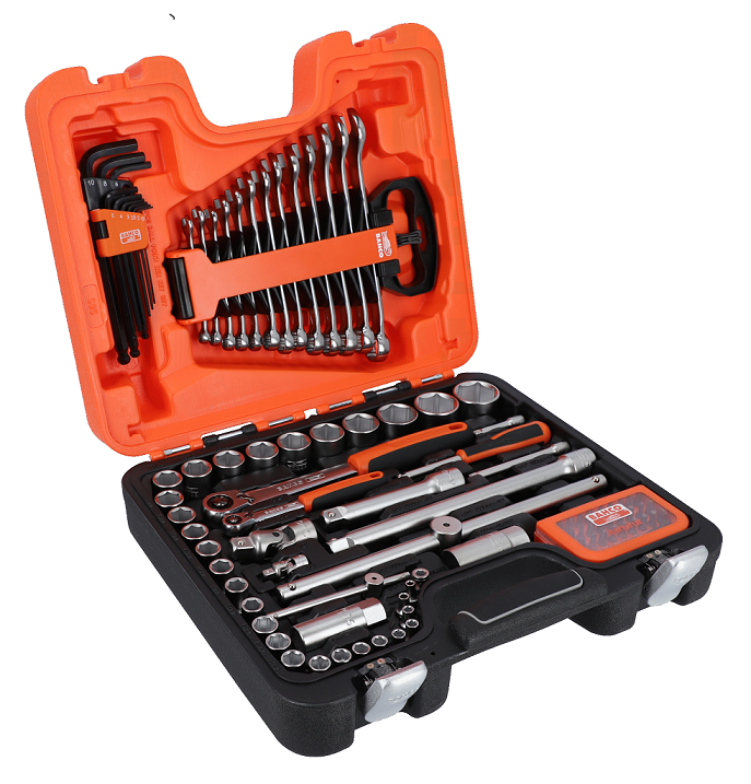 Bahco Galvų 4-32mm, priedų ir raktų 7-19mm komplektas 1/2"+1/4" 95 vnt