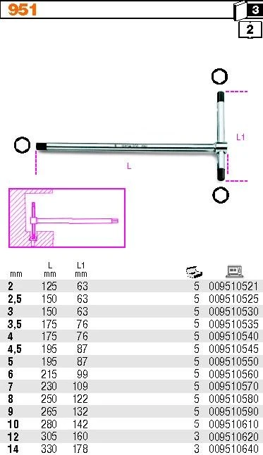 „Beta Tools“ veleno raktas. 951 / 8 mm „BETA“