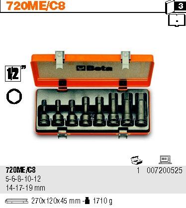 Beta Tools HEXAGON IMPACT SOCKET SET 720ME / C8 BETA UTENSILI SPA
