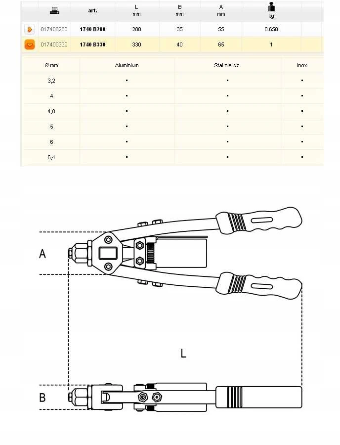 Rankinis kniediklis Beta 1740B-330; 330 mm