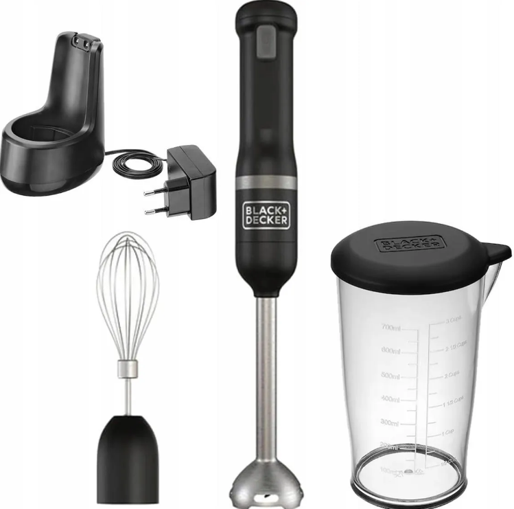 Black & Decker Juodas & Decker Maišytuvas Juodas & Decker BD BLENDER 7,2V 2w1 Juodas BCKM1012KB