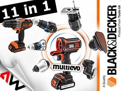 Black & Decker suktuvas gręžtuvas MultiEvo MT218KB-QW, 18V, 2x1.5 Ah, su lagaminu