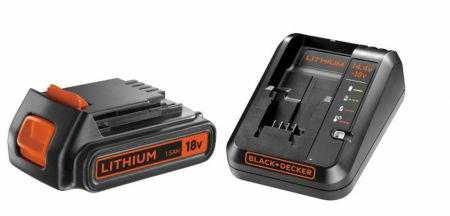 Akumuliatorių kroviklis 1Amp+18V 1,5Ah Li ion akumuliatorius, Black+Decker