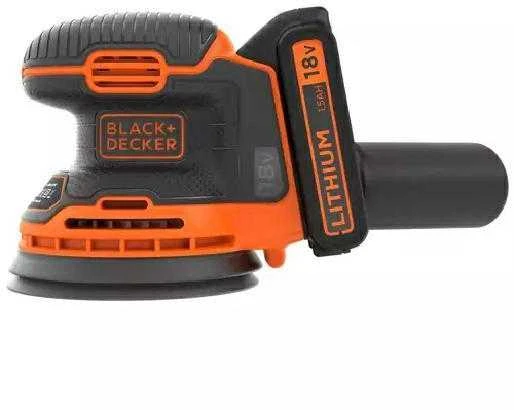 Black & Decker Juodas & Decker Ekscentrinis šlifuoklis Juodas & Decker BDCROS18-QW; 18 V; 1,5 Ah akum.+ pakrovėjas