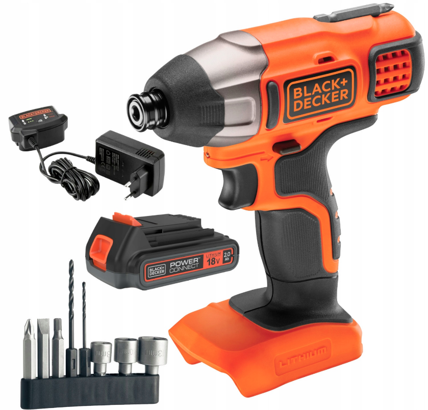 Black & Decker Juodas & Decker Smūginis gręžtuvas-suktuvas Juodas & Decker BDCIM18D1A-QW; 18 V; 1x2,0 Ah akum.