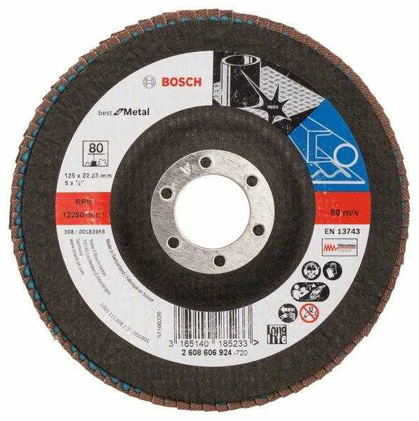 Bosch Šlifavimo svirtis su metaliniu stalviršiu X571 D=125 mm, K80, 1 vnt.