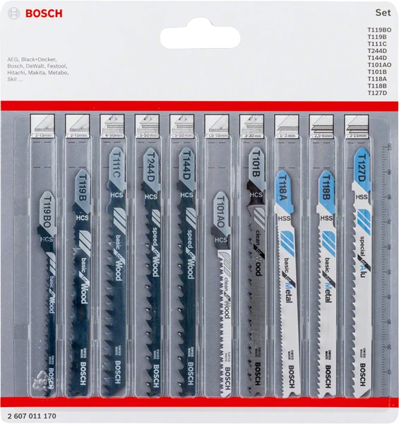 Pjūklelių komplektas Bosch 2607011170; 10 vnt.