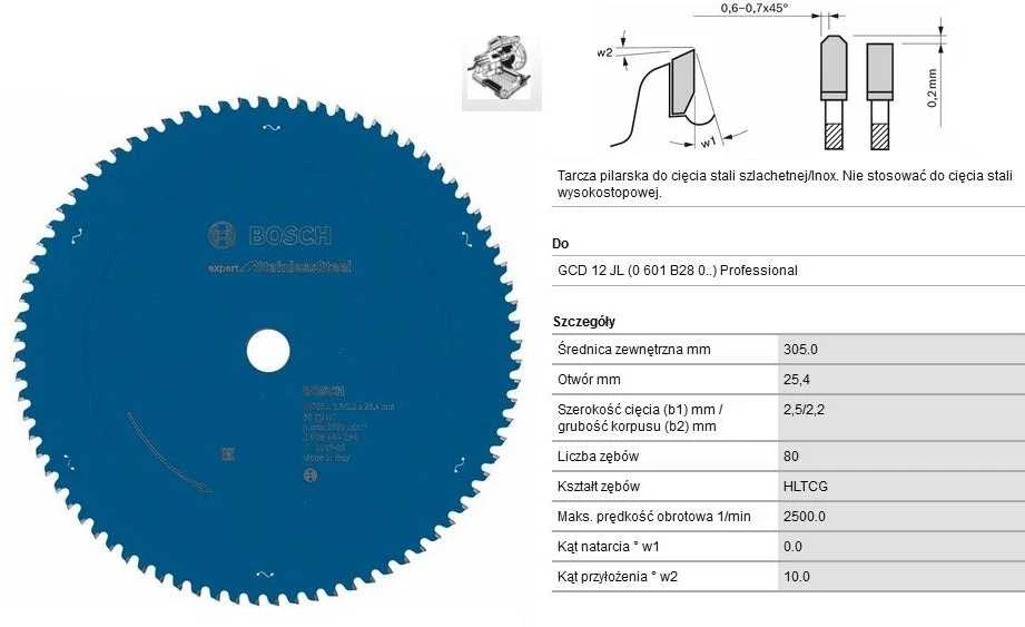 Bosch DISKINIS Pjūklas 305x25,4 mm 80 DANTŲ EXPERT NERŪDIJANČIO PLIENO / NERŪDIJANČIO PLIENO INOX