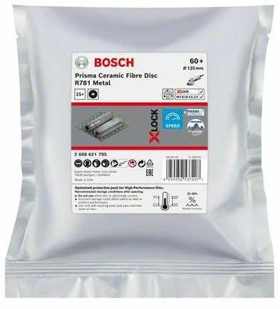 Bosch X-LOCK PrismaCeramic R781 Metalas 125 mm, G60, 25vnt.