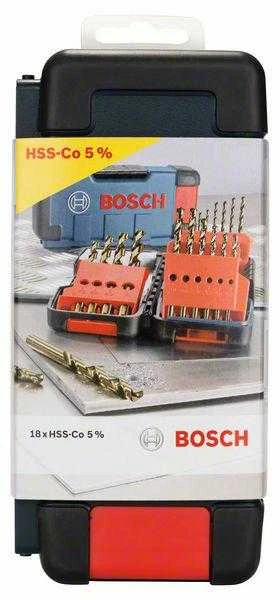 Grąžtų rinkinys Bosch 2607017047; HSS-CO; DIN 338; 18 vnt.