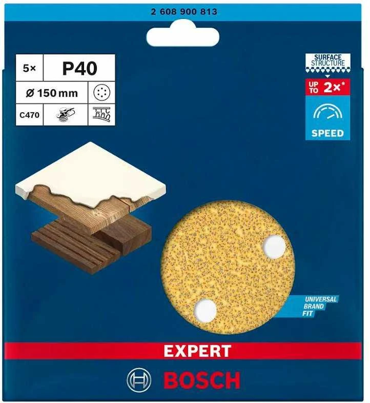 Bosch C470 švitrinis popierius 150mm, G40, 5 vnt