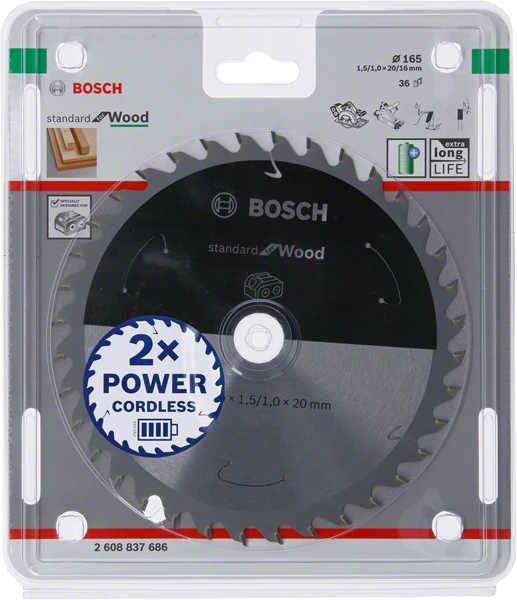 Bosch Standartinis medžiui 165x20/16x1,5/1,0x36T