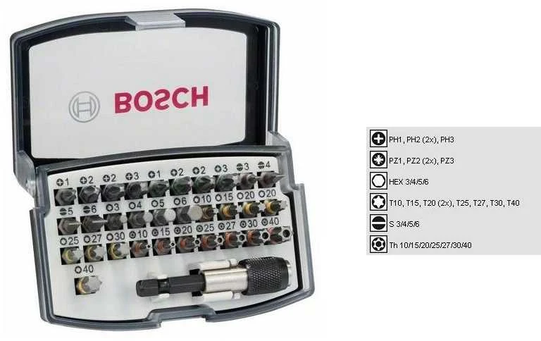 Bosch antgalių rinkinys 1/4", 32 vnt,