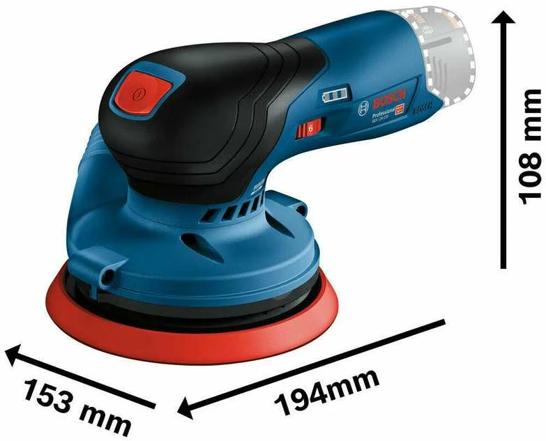 Ekscentrinis šlifuoklis Bosch GEX 12V-125, be akumuliatoriaus ir kroviklio