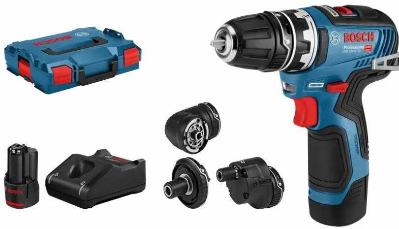Akumuliatorinis suktuvas-gręžtuvas BOSCH GSR 12V-35 FC su priedais