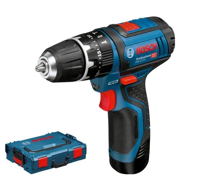 Bosch GSB 12V-15 gręžtuvas su lagaminu