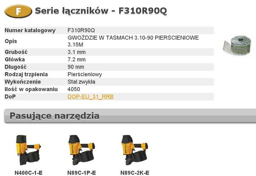 Vinys Bostitch F310R90Q; 3,1x90 mm; 4050 vnt.
