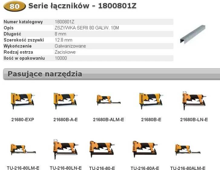 BOSTITCH ZSZYWKI 80 8mm 10 000 vnt.