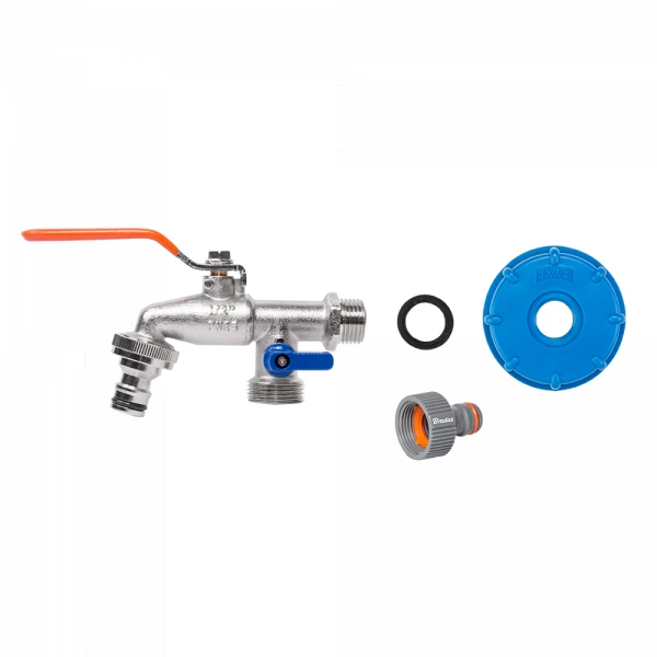 BRADAS IBC adapteris su čiaupu GZ 2×3/4″ IBC S60x6 rinkinys