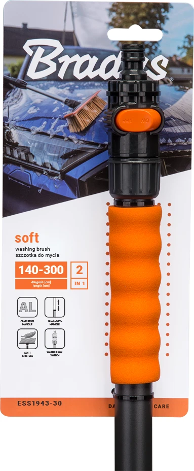 BRADAS AUTOMOBILINIS PLOVIMO ŠEPETYS SOFT SU VOŽTUVU TELESKOPINIS 180-300cm 2-PUSIS