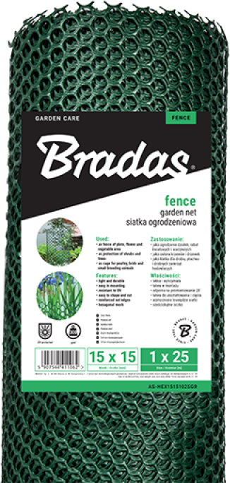 Dėlionė Bradas SIATKA OGRODZENIOWA/OGRODOWA 15mm x 1,00m x 25mb 300g/m2