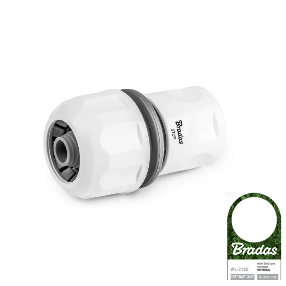 Bradas Universalus sujungimas laistymo žarnai GSV x ½" (13mm) arba ¾" (19mm) su STOP
