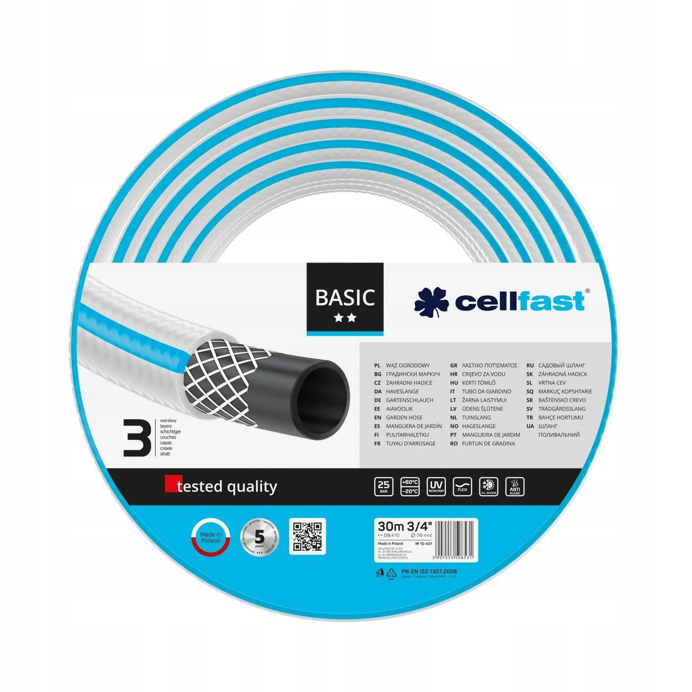 Žarna „Cellfast Basic“ 3/4 colio 30 m sodo žarna