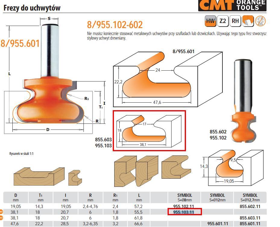 Freza S=8 D=38,1x20,7 R6 HM, CMT