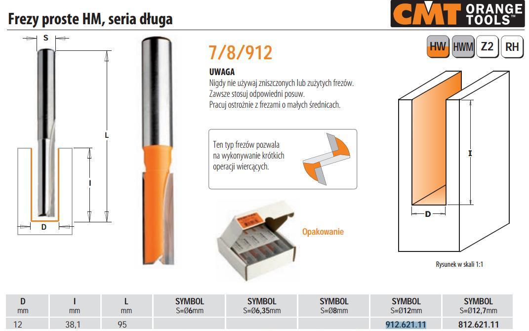 Freza HM S=12 D=12x38, CMT