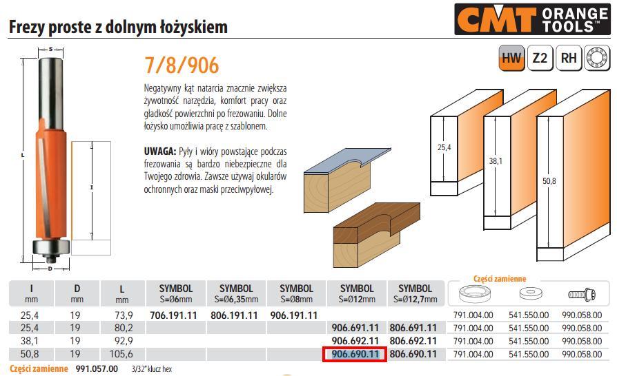 Freza HM S=12 D=19x50, CMT