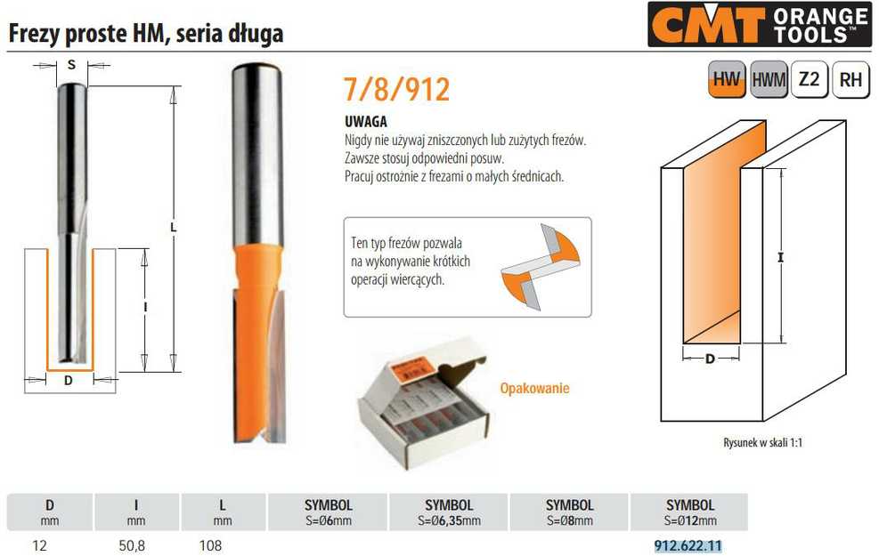 Freza HM S=12 D=12x51, CMT
