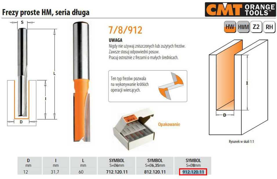 Freza HM S=8 D=12x30, CMT