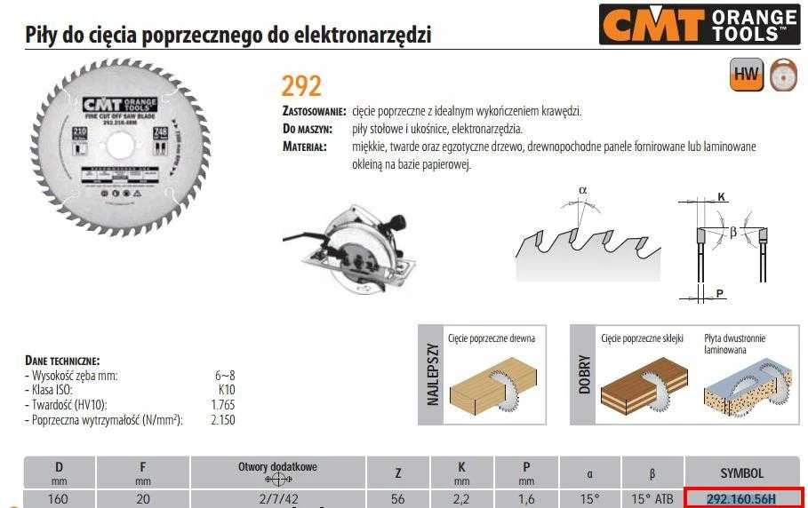 Diskas pjovimo HW 160x2,6x20 Z56, CMT
