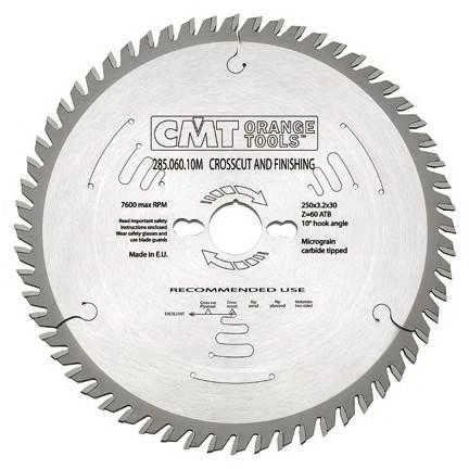 Pjovimo diskas medienai CMT 285; 250x3,2x30; Z60; 10°