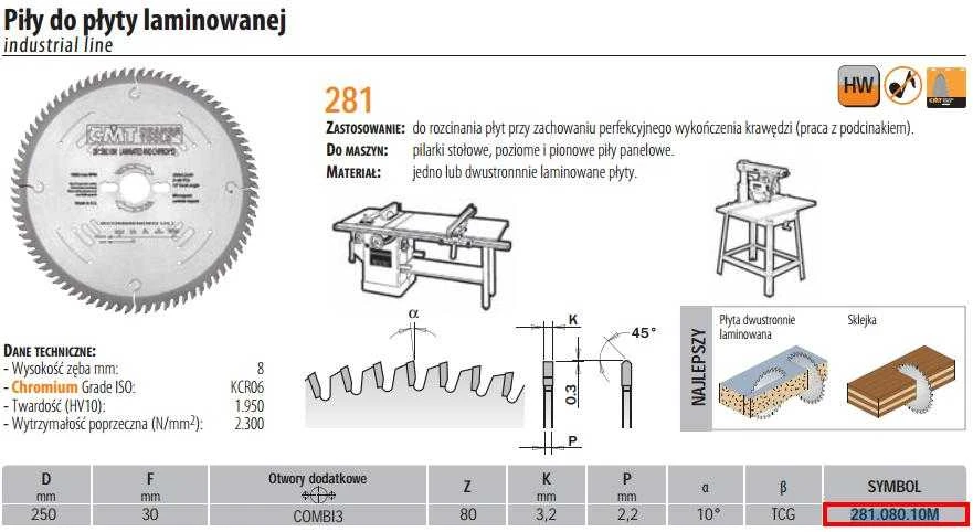 Diskas skersiniam pjovimui 250x3,2/30mm Z80 a10° bTCG, CMT