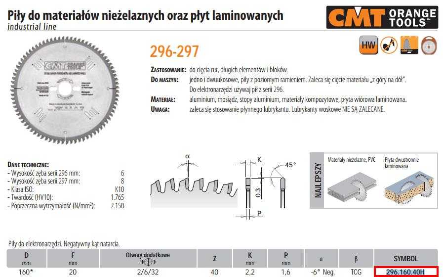 Diskas pjovimo 160x2.2/1.6x20 Z40 NEG, CMT