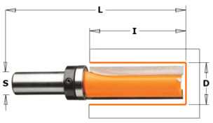 Tiesi pirštinė freza CMT; S=12 mm; D=19 mm; su guoliu
