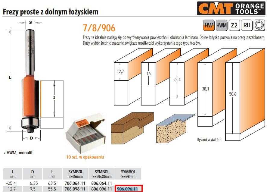 Freza HM S=8 D=9.5x12.7, CMT