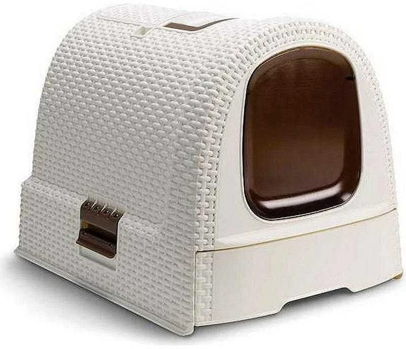 Curver Rattan tualetas katėms kreminės spalvos 51x39x39cm