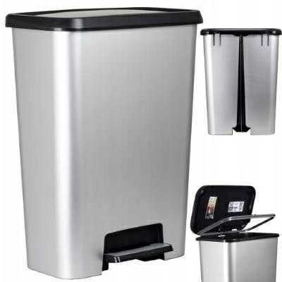 Curver 50L Talpos Inox Spalvos Pedalinė Šiukšlių Dėžė Compatta
