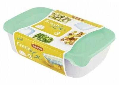 Curver Plastikowy komplektas pojemników FRESH and GO - mėtų spalvos