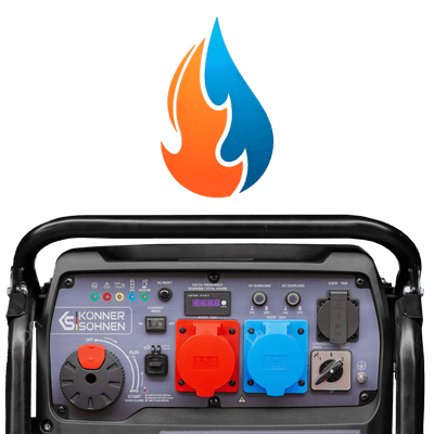 Inverterinis generatorius Könner & Söhnen KS 8100iEG 1/3, 8,5 kW, benzinas / LPG, 230/400 V, 20 l, dviejų kuro rūšių aprašymas - Prekės nuotrauka