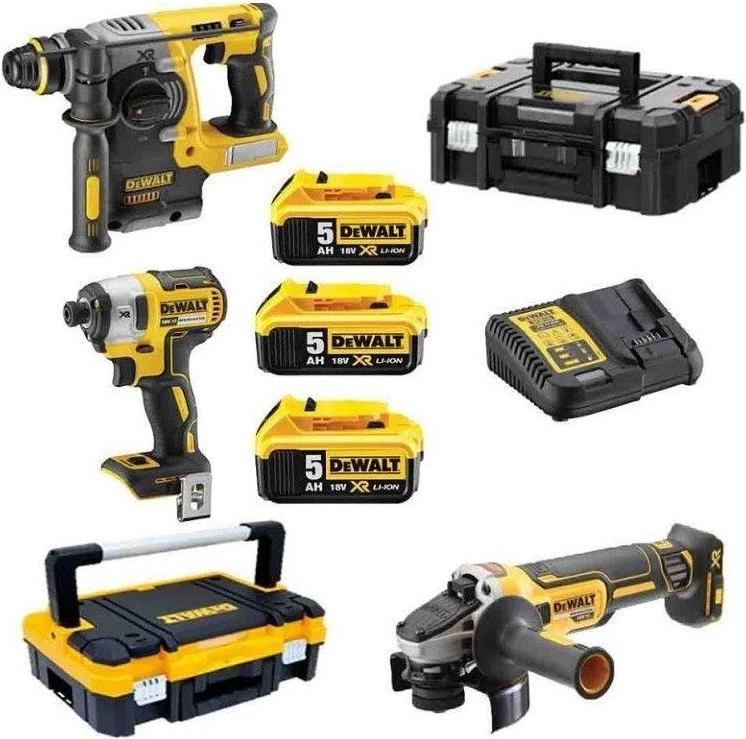 Įrankių rinkinys DeWalt DCK305P3T-QW (DCH273 + DCG405N + DCF887N); 18 V; 3x5,0 Ah akum.