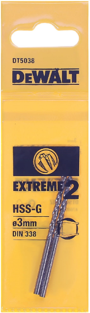 Dewalt Wiertło „Extreme“ metalo grąžtas, 3 mm, ilgis 61 mm, 2 vnt.