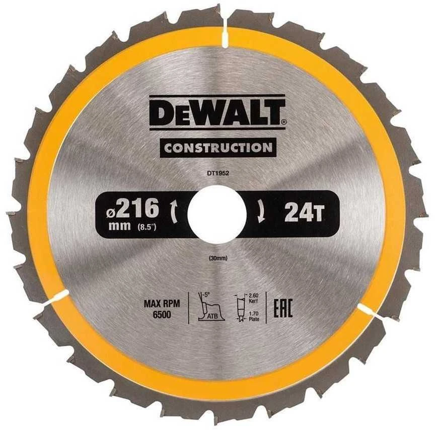 Pjovimo diskas medienai DeWalt; 216x2,6x30,0 mm; Z40; -5°