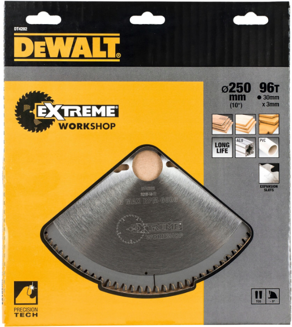 Pjovimo diskas medienai DeWalt; 250x3x30,0 mm; Z96; -5°