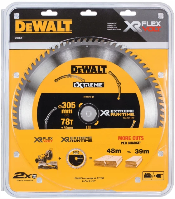Pjovimo diskas medienai DeWalt; 305x2,16x30,0 mm; Z78; 7°