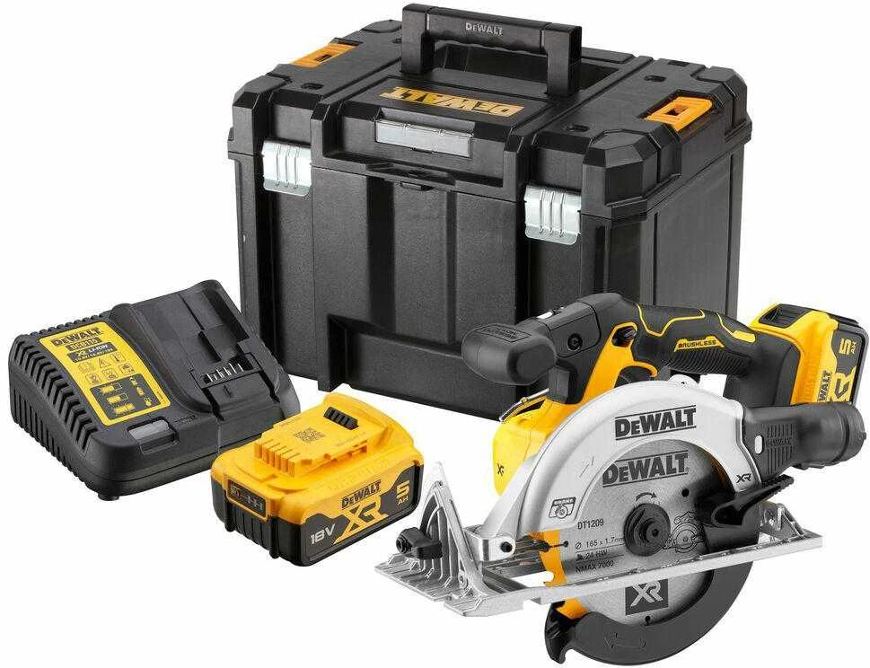 DEWALT Pjūklas 18V 165mm 2x5,0Ah DCS565P2