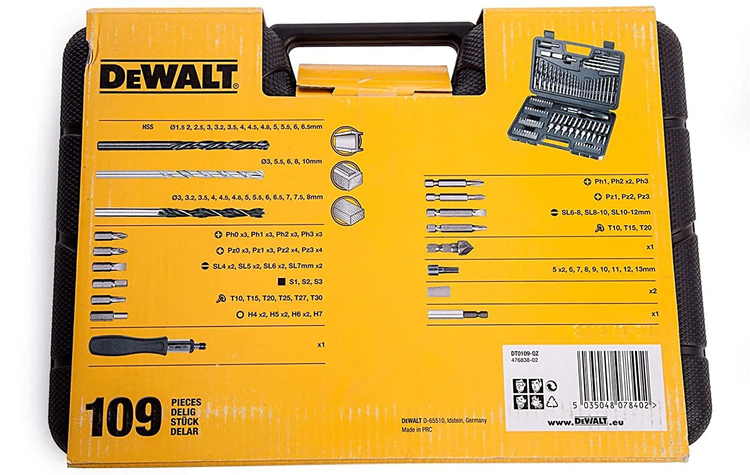 Dewalt grąžtų ir sukimo antgalių rinkinys 109 vnt. DT0109