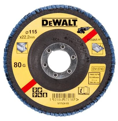 lenkta lapinė diskinė plokštė, 115/22,23 mm, G80, DeWALT [DT3257-QZ]